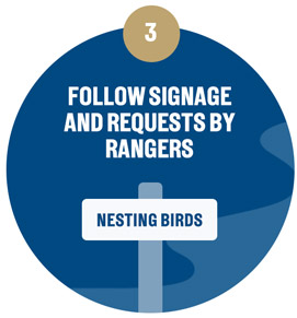Follow signage and requests by rangers